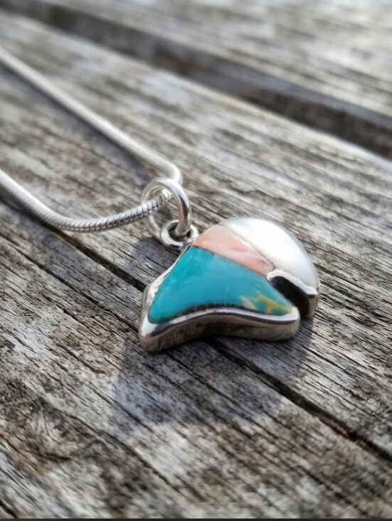 Jewelry - Sterling Turquoise inlay Bear Fetish PENDANT